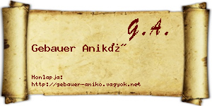 Gebauer Anikó névjegykártya